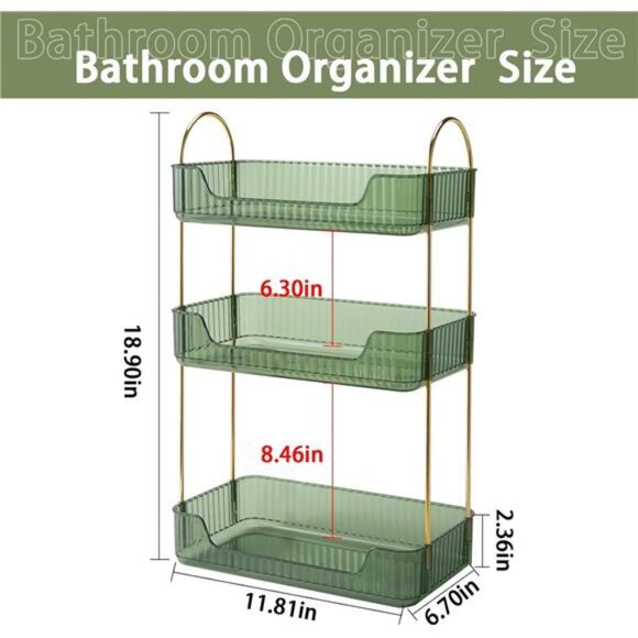 Bathroom Counter Organizer Countertop Storage Cosmetics Skincare Shelf Organizer - Picture 5 of 7